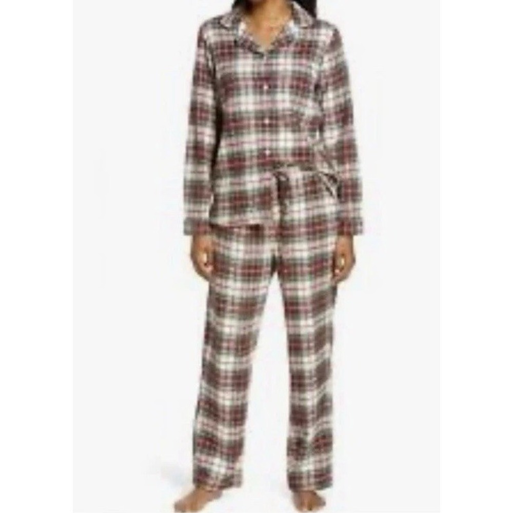 LL Bean Pajama Flannel Button Up‎ Shirt/Pants M Scotch Plaid